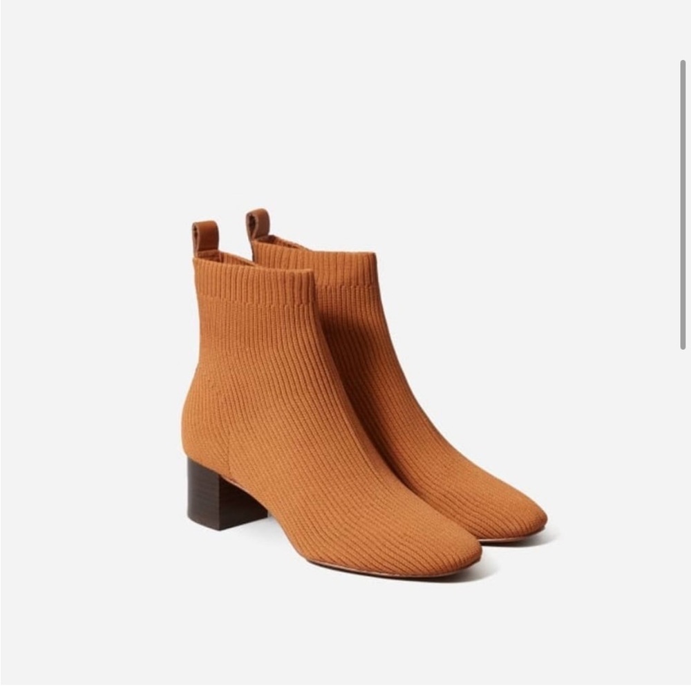 Everlane Tan Knit Ankle Booties
